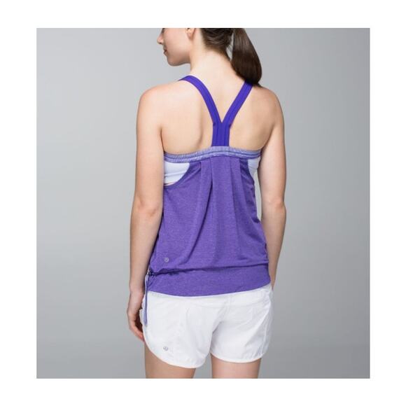 Lululemon Women's Rest Less Tank Top Heathered Bruised Berry Stripes Size 6 - Picture 3 of 8